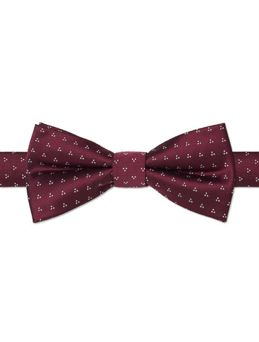 Boys burgundy trio dot banded bow tie