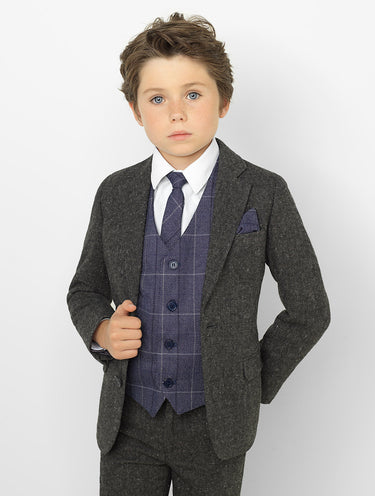 boys navy tweed suit