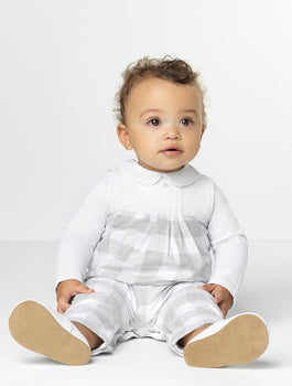 Babys grey check romper
