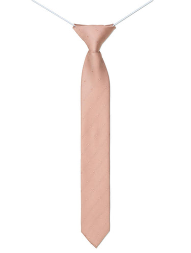 Boys rose gold self dot skinny elasticated tie