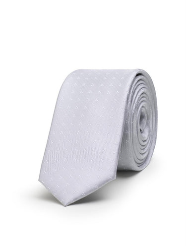 Boys silver trio dot skinny tie
