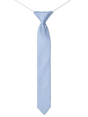 Boys dusky blue self dot skinny elasticated tie