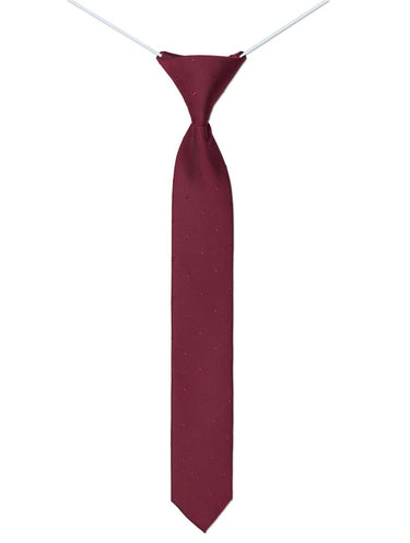 Boys burgundy self dot elasticated skinny tie