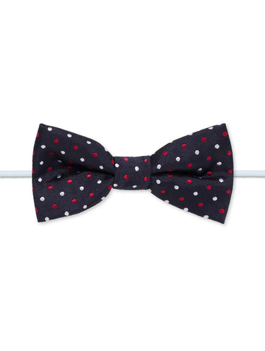 Boys navy elasticated bow tie with England polka dot