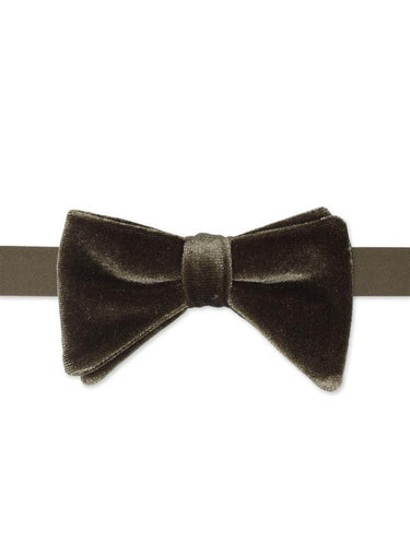 Boys banded khaki velour bow tie