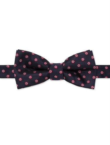 Boys navy tudor rose banded bow tie