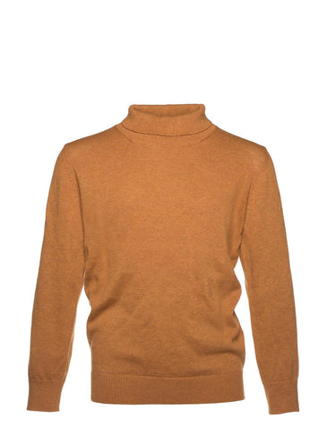 Boys camel turtle neck jumper