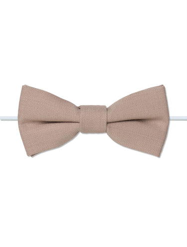 Boys elasticated stone beige bow tie