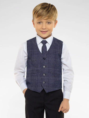 Boys navy and black waistcoat suit