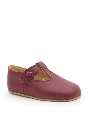 boys burgundy pram shoe