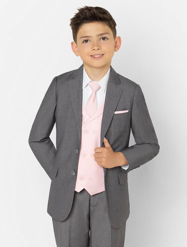 Boys dove grey & pink suit