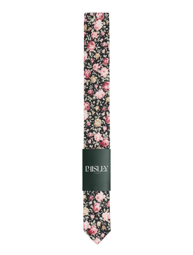 Boys black floral tie