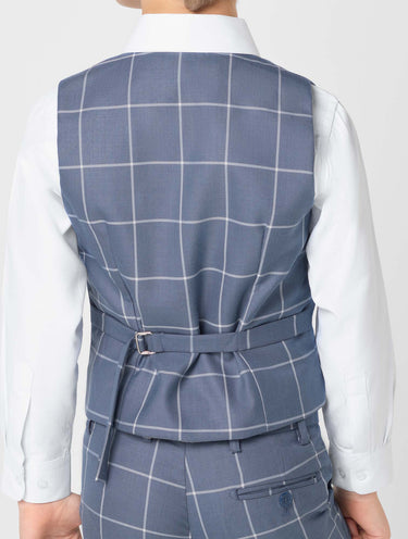 blue check waistcoat