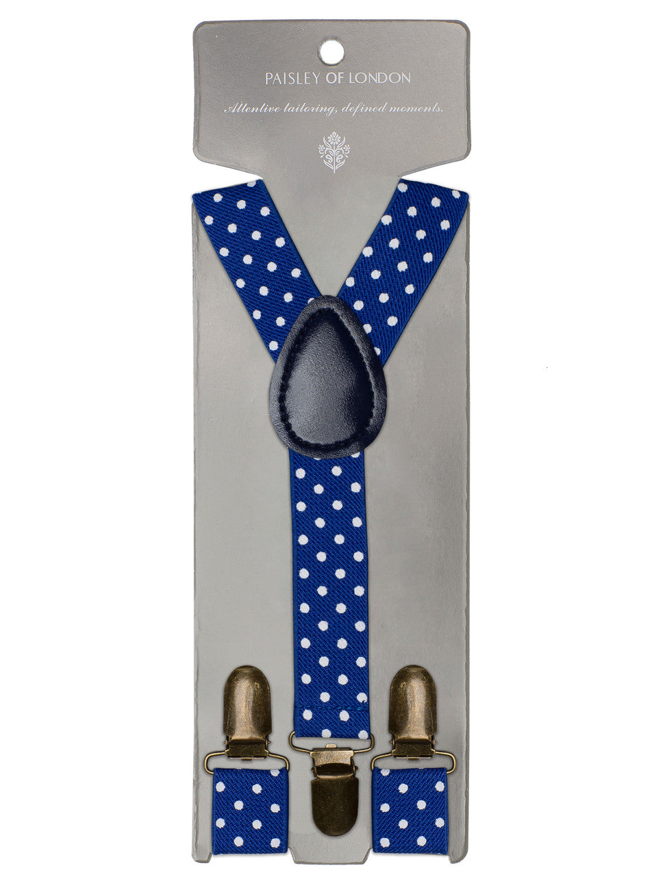 royal blue polka dot braces