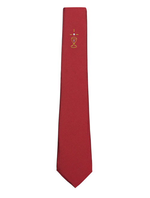 Boys red communion tie with chalice tie