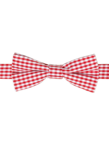 Boys red banded bow tie and hanky set - Gingham