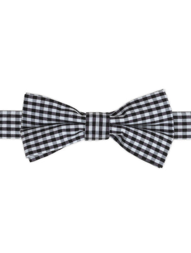 Boys black banded bow tie and hanky set - Gingham
