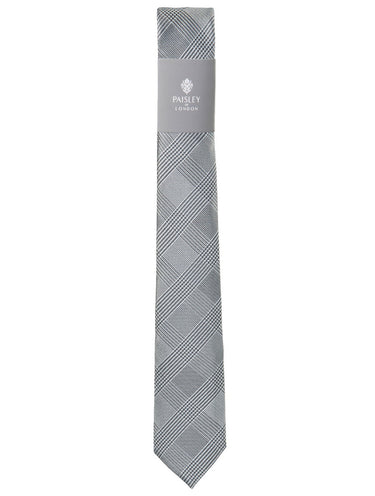 Boys grey tie and hanky set - Plaid