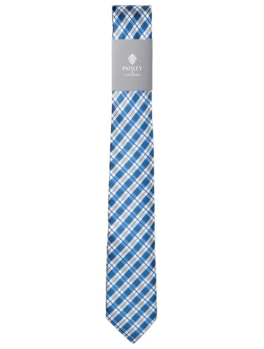 Boys blue tie and hanky set - Plaid