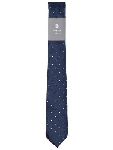 Boys navy tie and hanky set - Polka Dot