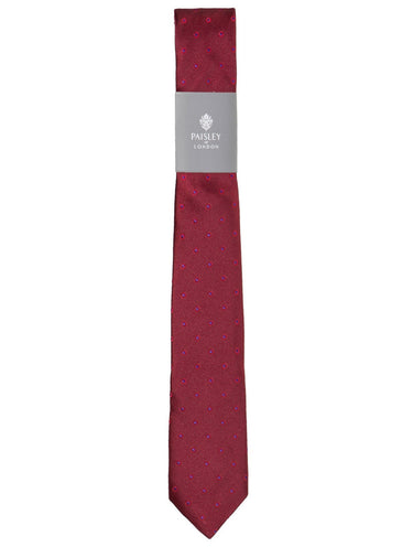 Boys burgundy tie and hanky set - Polka Dot