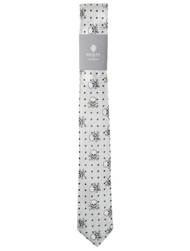 Boys grey tie and hanky set - Skull