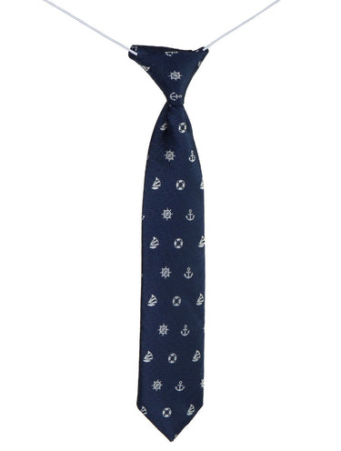 Boys navy elasticated tie and hanky set - Anchor