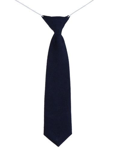 Boys navy elasticated tie and hanky set - Cotton