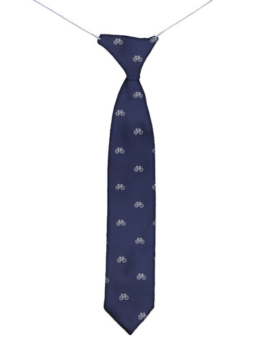 Boys navy elasticated tie and hanky set - Bike