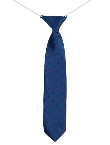 Boys royal blue elasticated tie and hanky set - Polka Dot