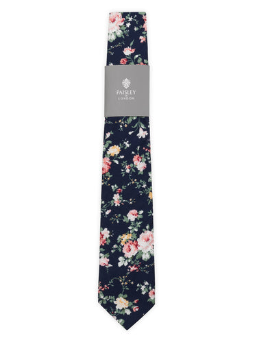 boys navy floral tie