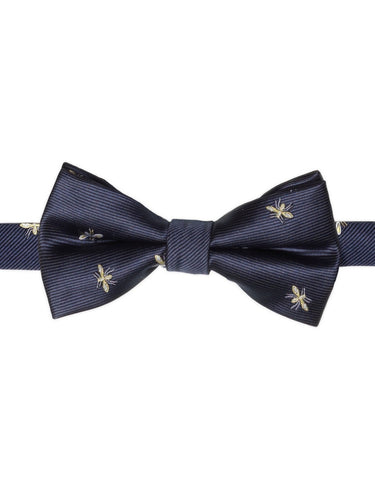 Boys navy banded bow tie and hanky set - Bug