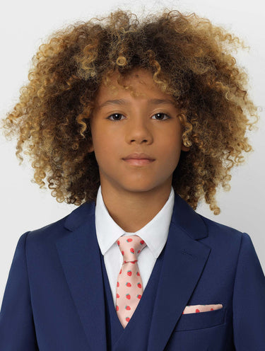 Boys blush pink strawberry print tie