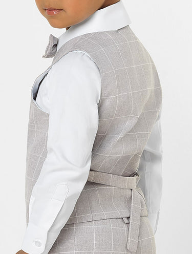 Boys light grey check waistcoat - Charlie