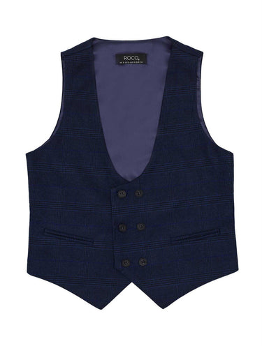Navy check waistcoat for boys