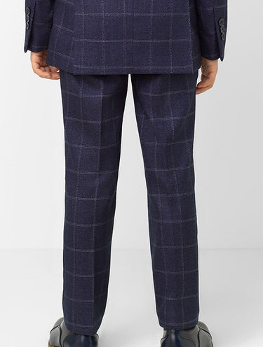 Boys navy check trousers - Conor