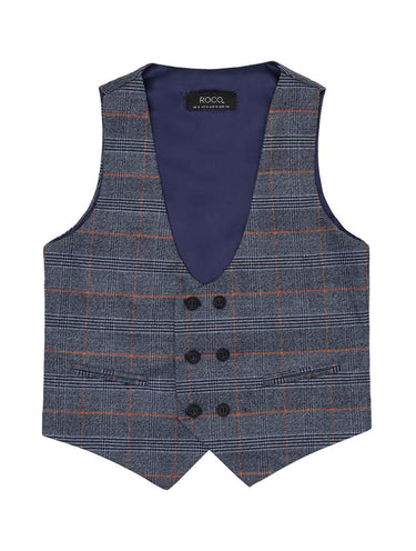 Double breasted boys blue waistcoat