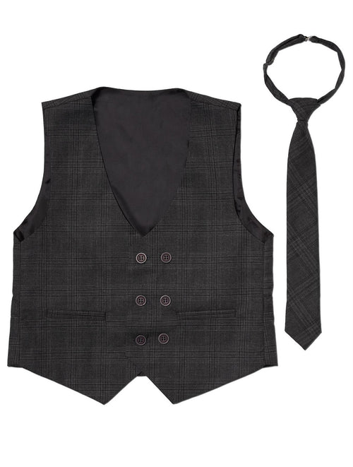 Boys grey checked waistcoat - Beckett