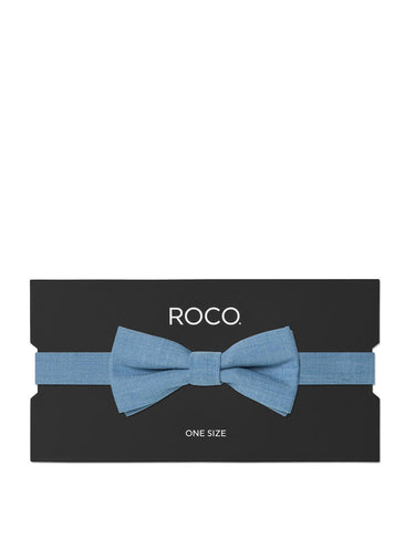 Dusky blue banded bow tie