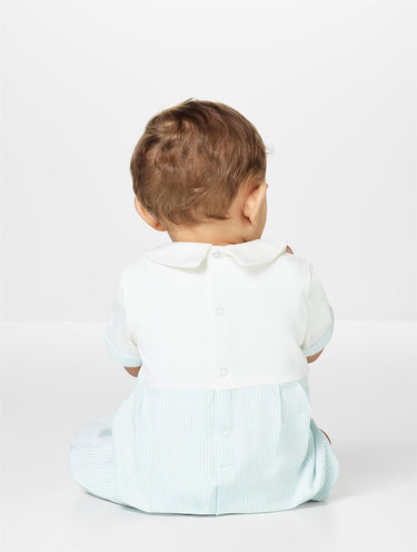 Boys white and blue christening romper