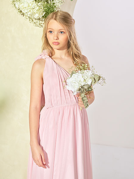 Shop the Penelope pink flower girls dress at Roco